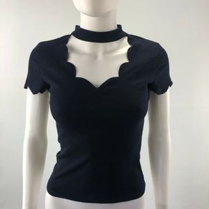Blouse Navy Blue Extra Small Basic Top